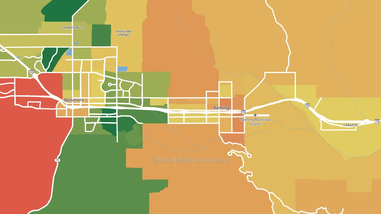 92220, CA block-group voter-turnout map