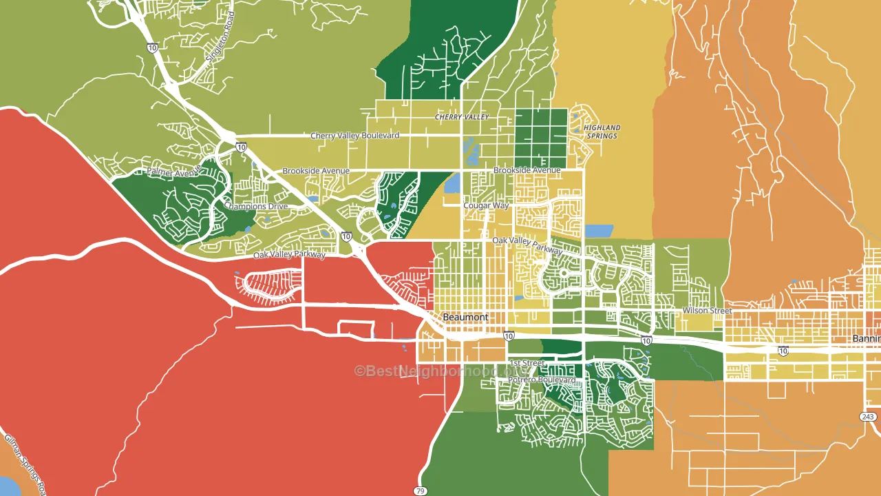 92223, CA block-group voter-turnout map