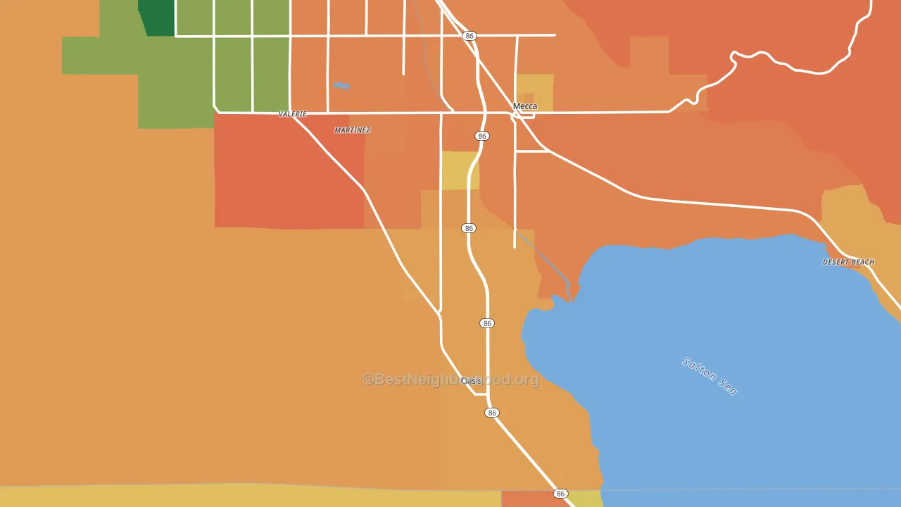 92274, CA block-group voter-turnout map