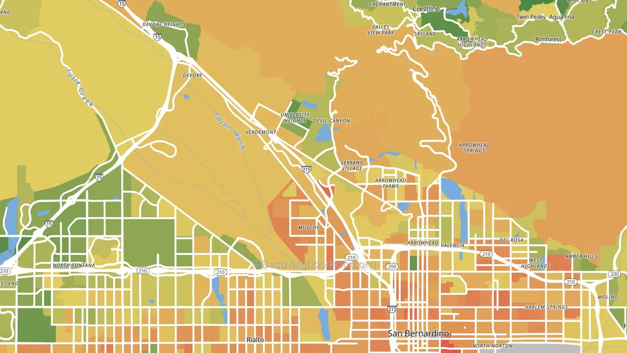 92407, CA block-group voter-turnout map