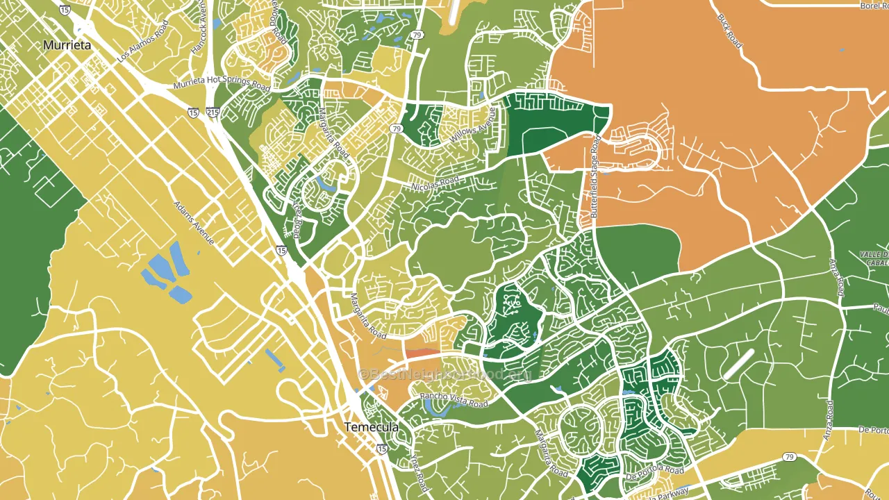 92591, CA block-group voter-turnout map