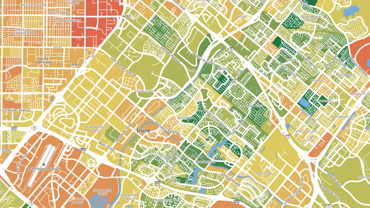 92606, CA block-group voter-turnout map
