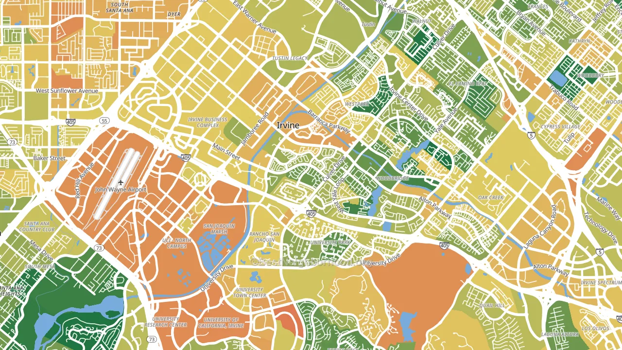 92614, CA block-group voter-turnout map