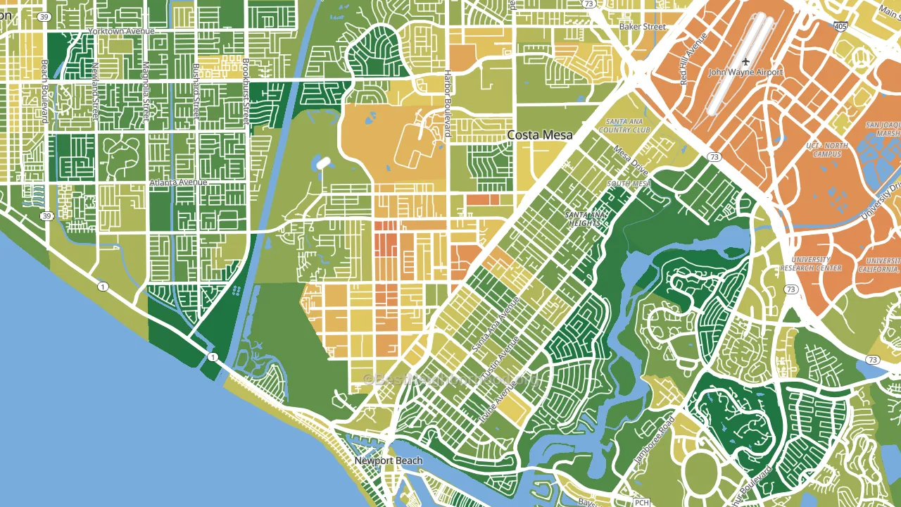 92627, CA block-group voter-turnout map