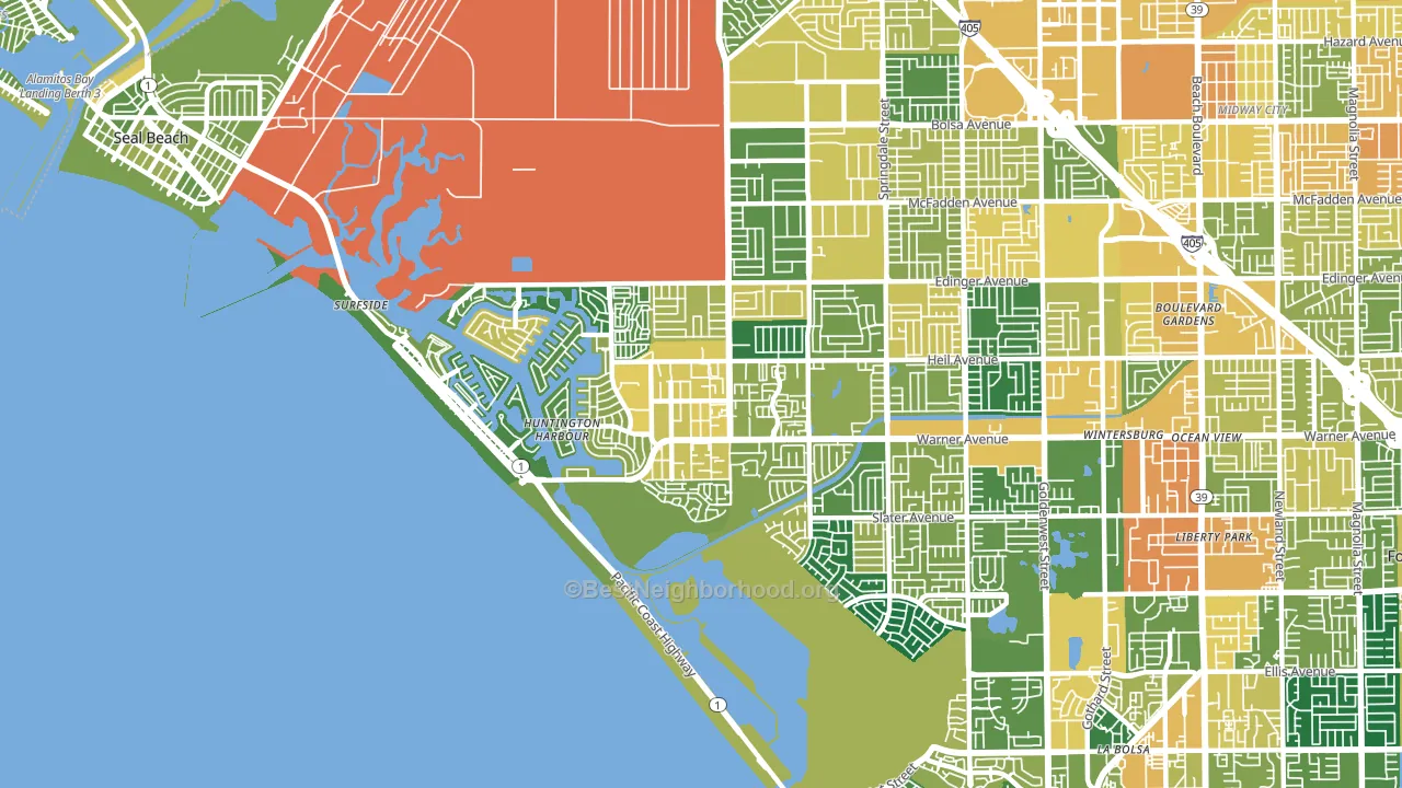 92649, CA block-group voter-turnout map