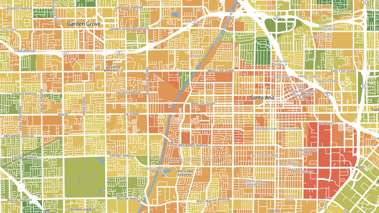 92703, CA block-group voter-turnout map