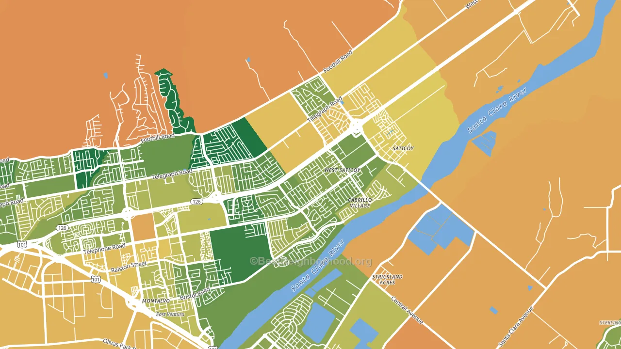 93004, CA block-group voter-turnout map