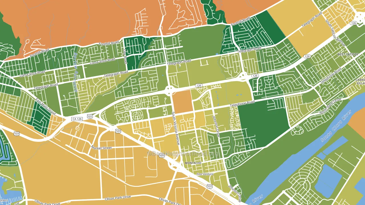 93009, CA block-group voter-turnout map