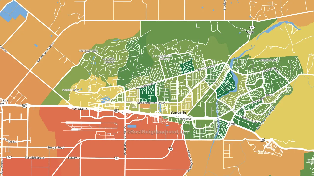 93010, CA block-group voter-turnout map