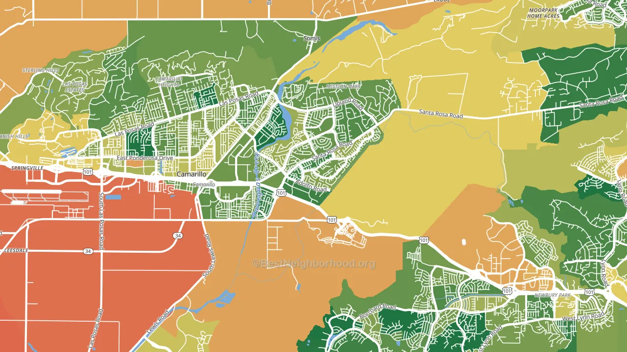 93012, CA block-group voter-turnout map