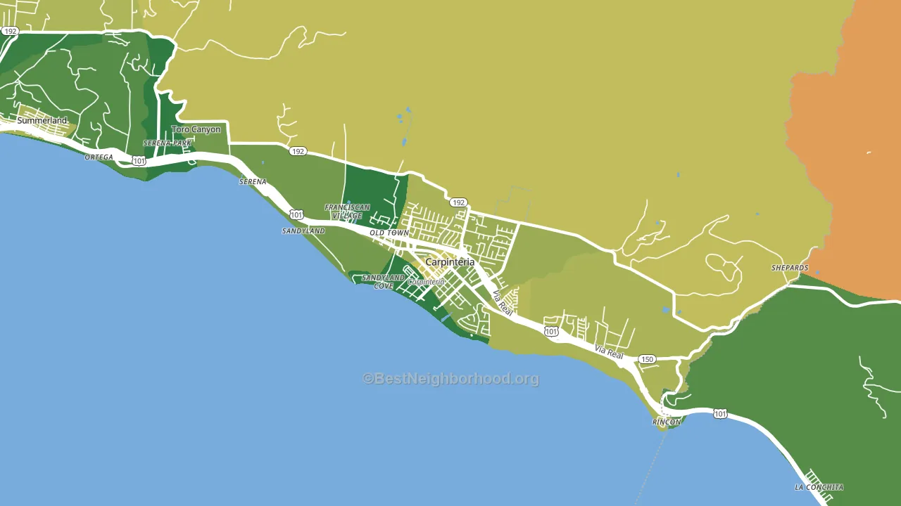 93013, CA block-group voter-turnout map