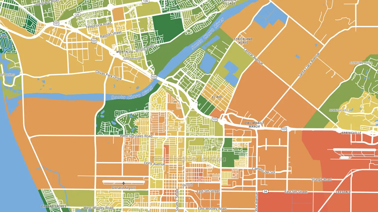 93036, CA block-group voter-turnout map