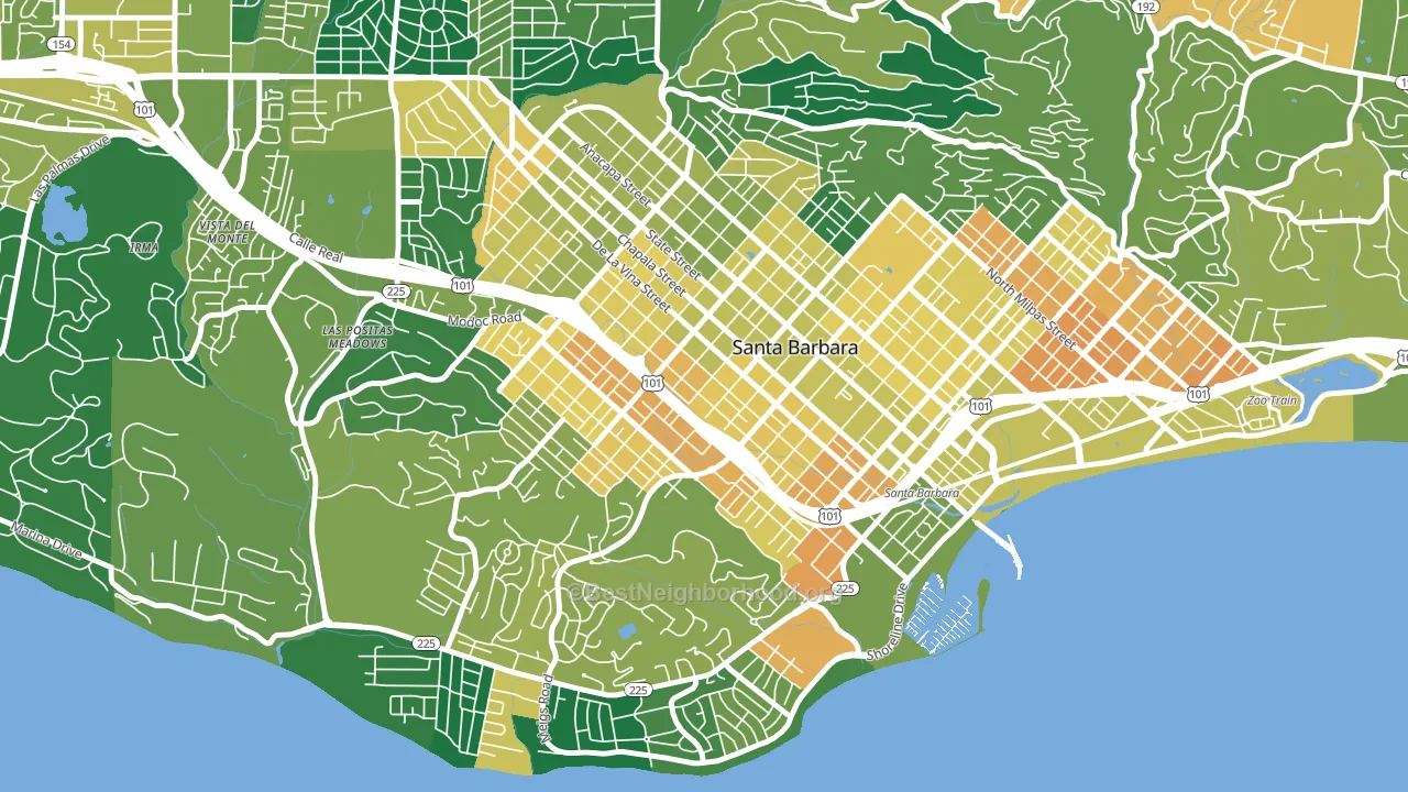 93101, CA block-group voter-turnout map