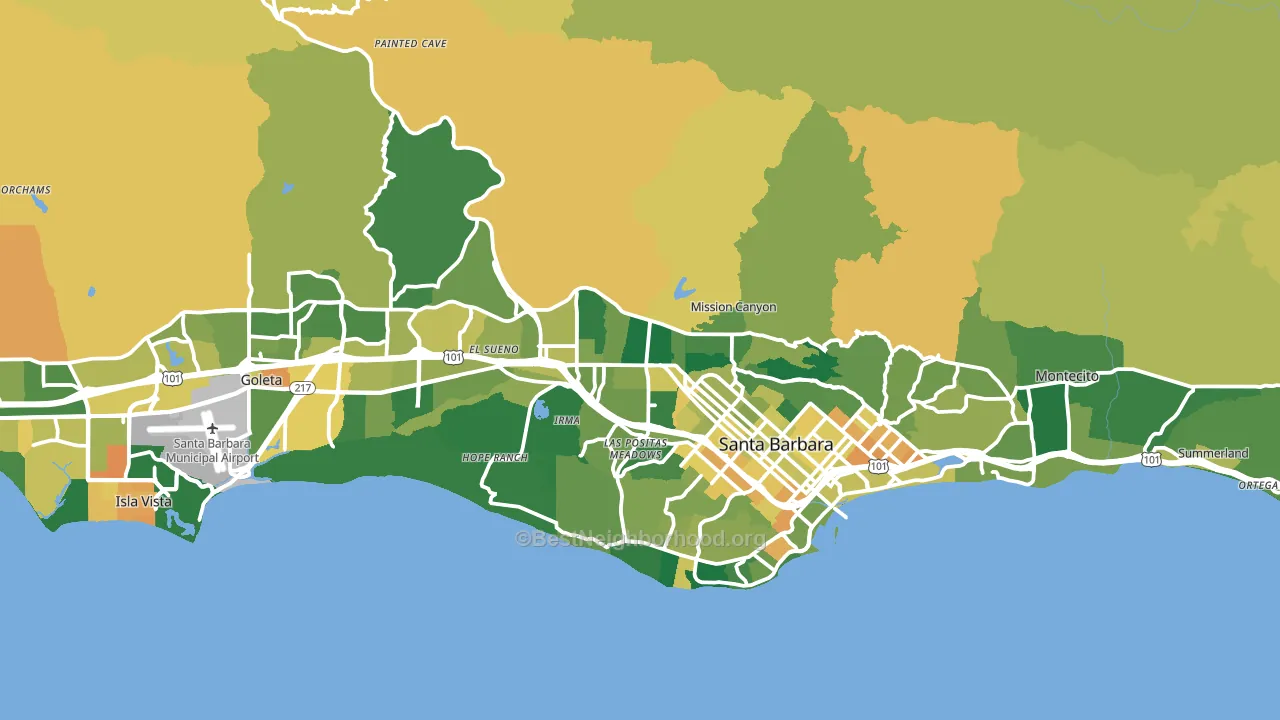 93105, CA block-group voter-turnout map