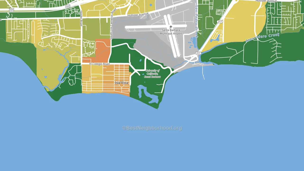 93106, CA block-group voter-turnout map