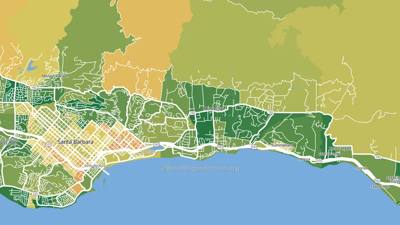 93108, CA block-group voter-turnout map