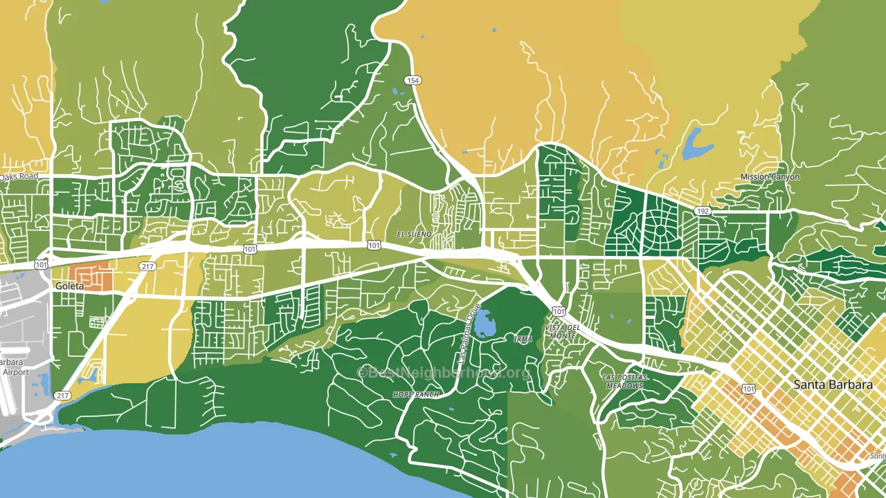 93110, CA block-group voter-turnout map
