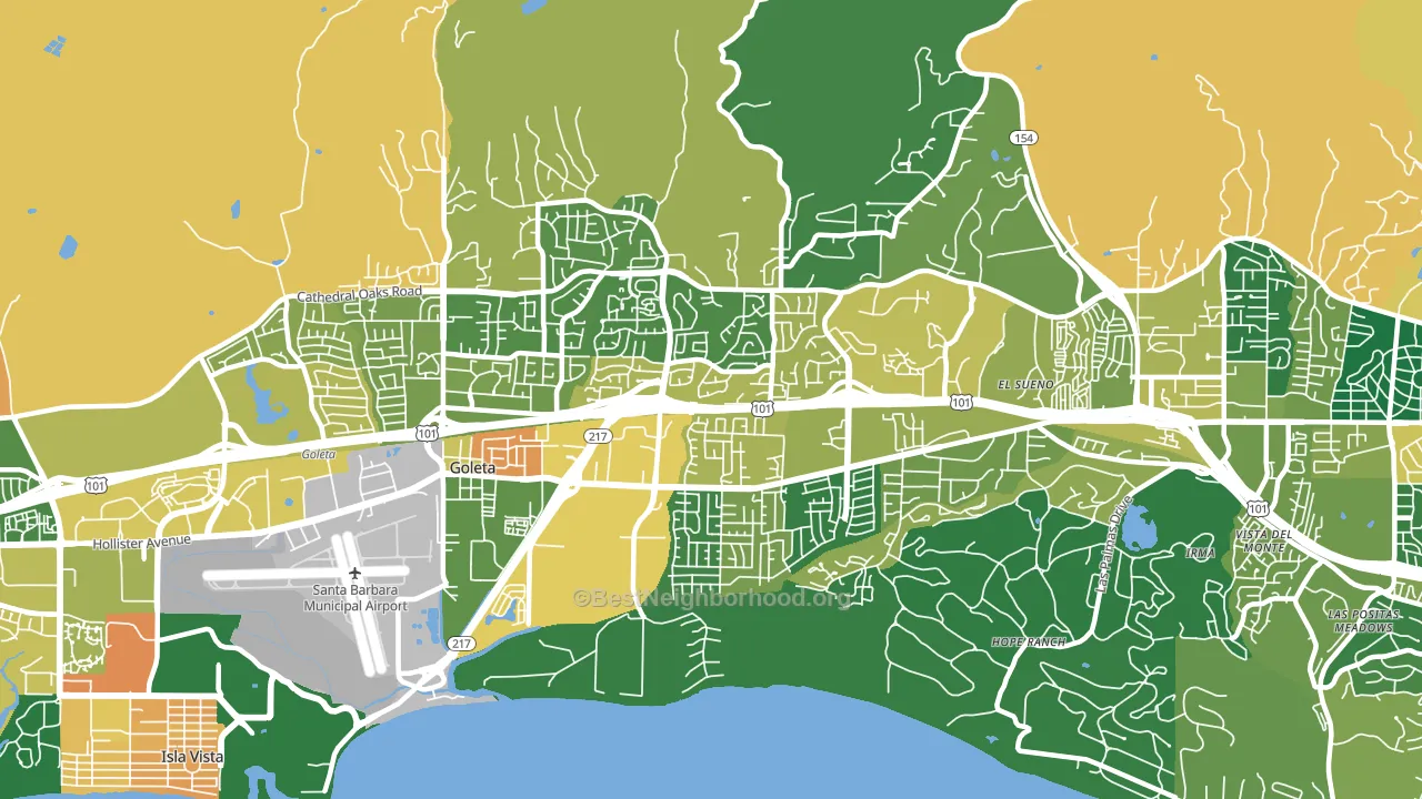 93111, CA block-group voter-turnout map