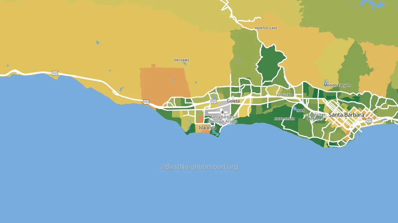 93117, CA block-group voter-turnout map