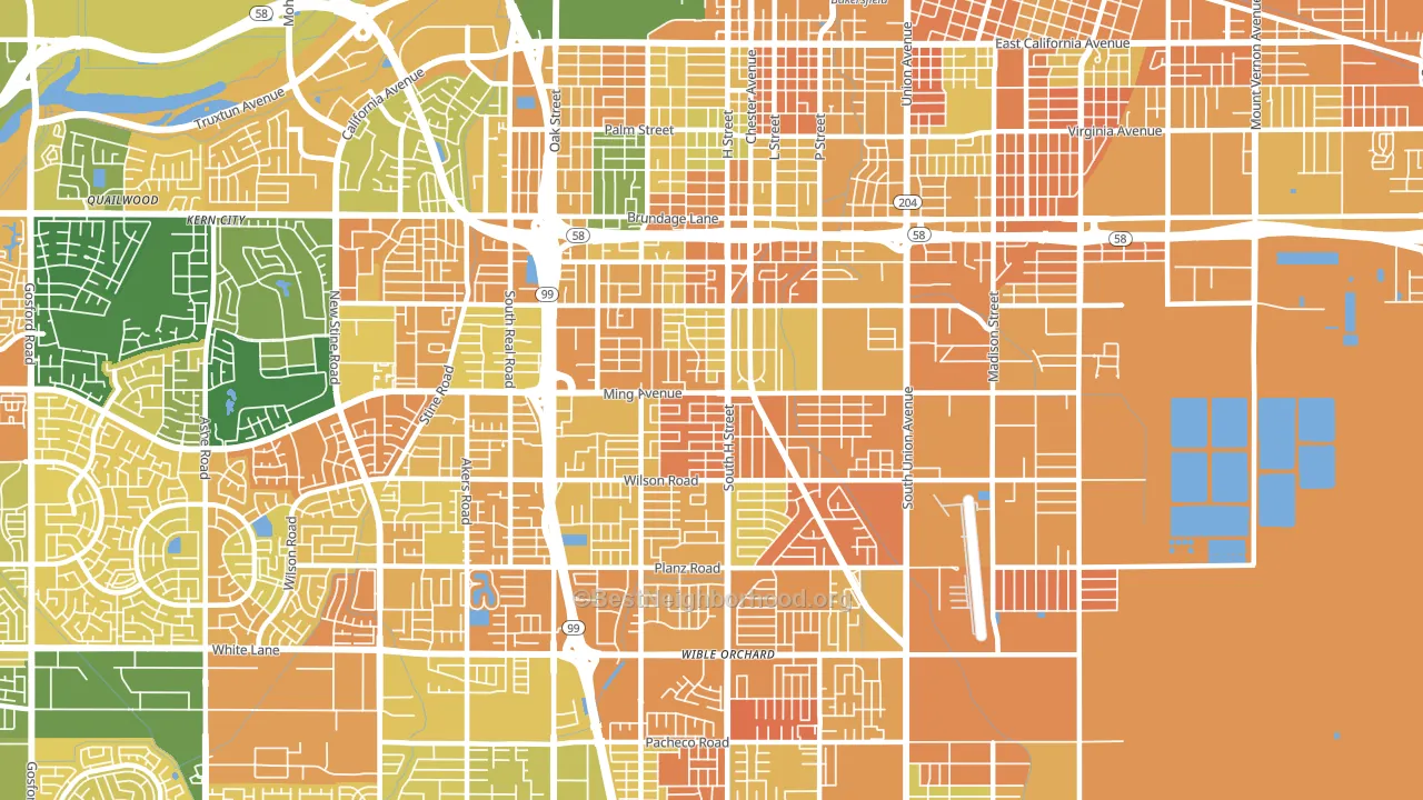 93304, CA block-group voter-turnout map