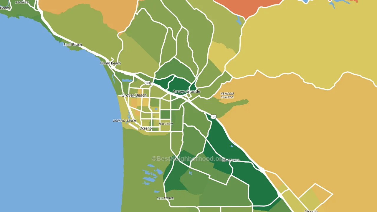 93420, CA block-group voter-turnout map