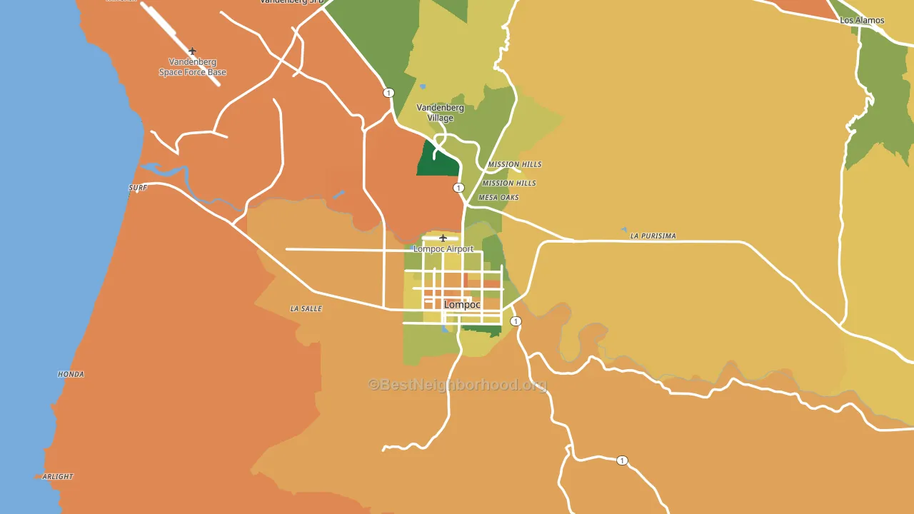 93436, CA block-group voter-turnout map