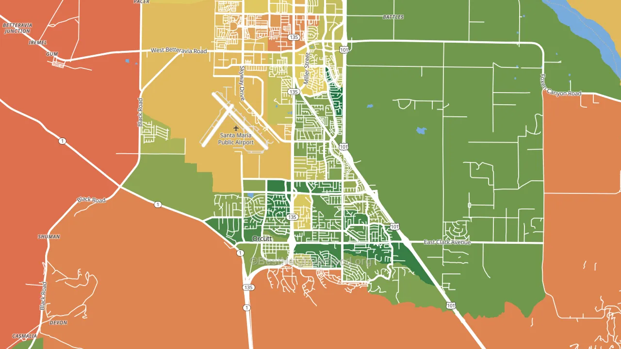 93455, CA block-group voter-turnout map