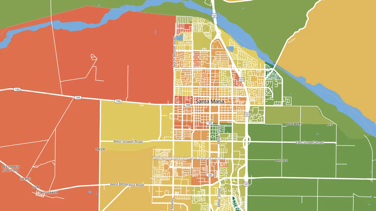 93458, CA block-group voter-turnout map