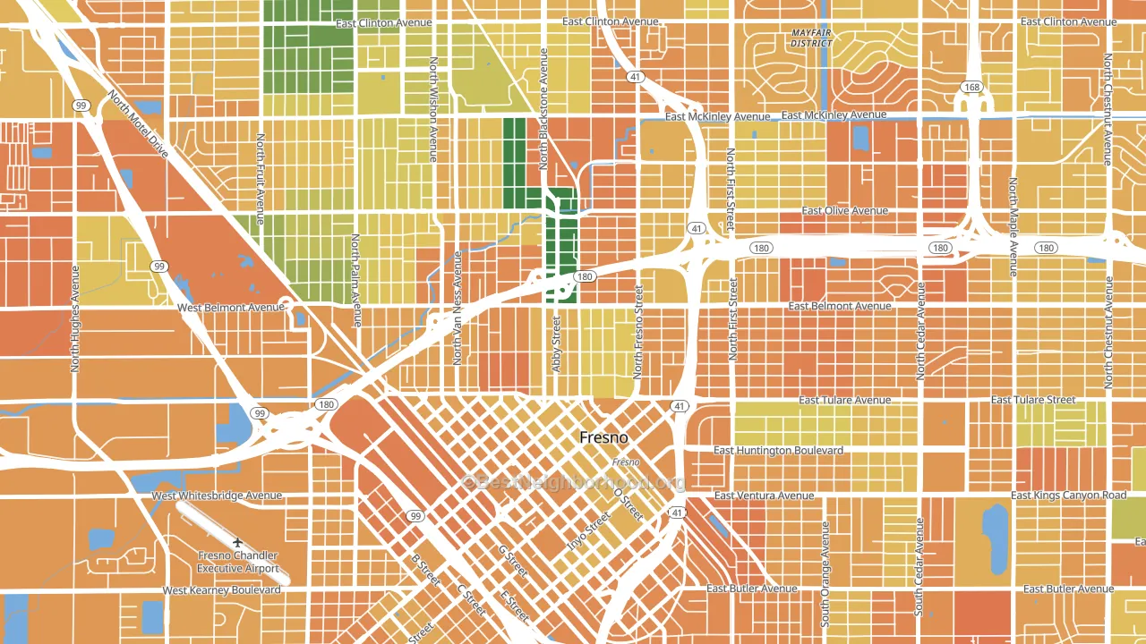 93701, CA block-group voter-turnout map