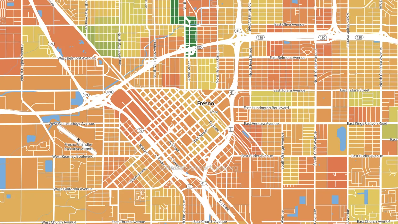 93721, CA block-group voter-turnout map