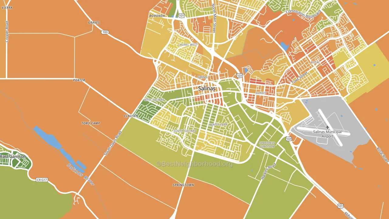 93901, CA block-group voter-turnout map