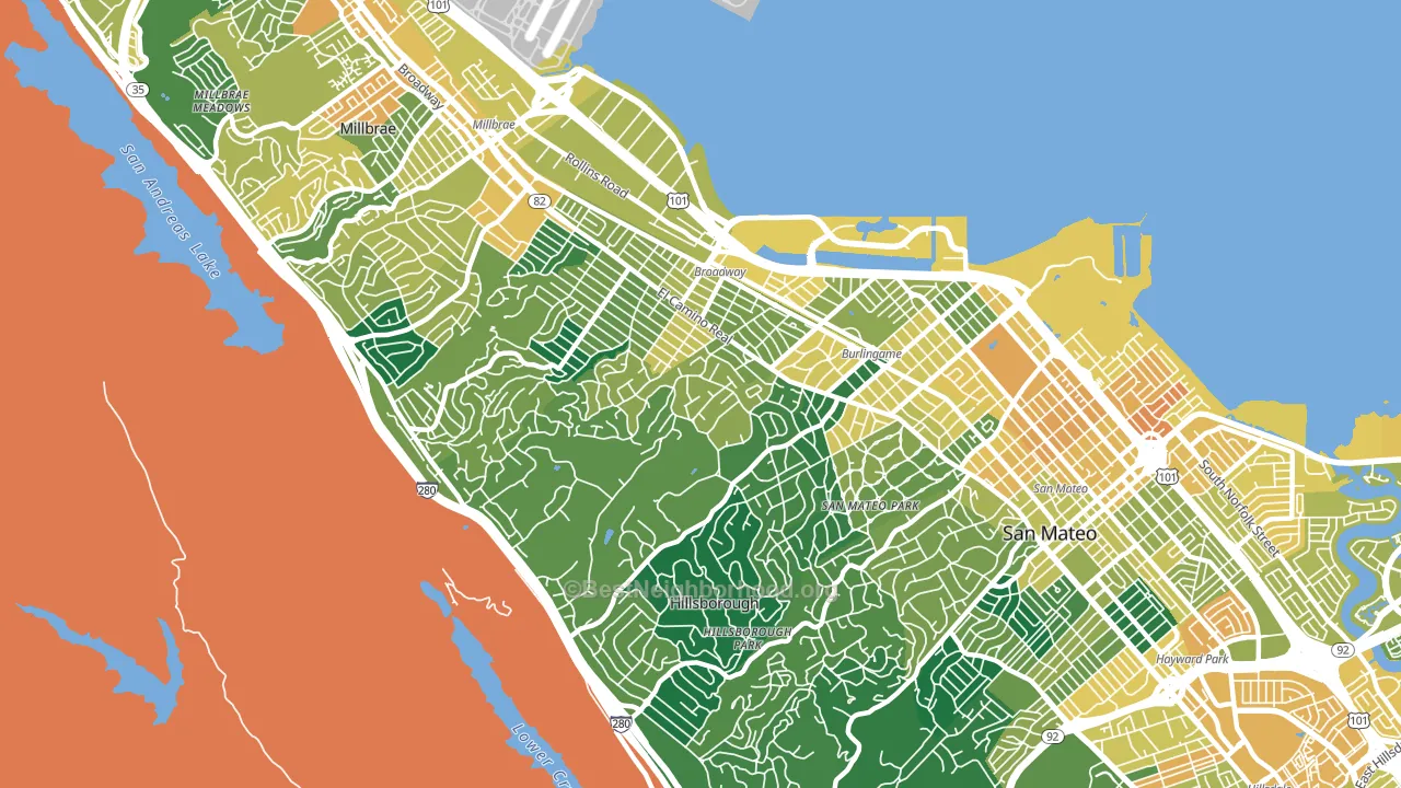 94010, CA block-group voter-turnout map