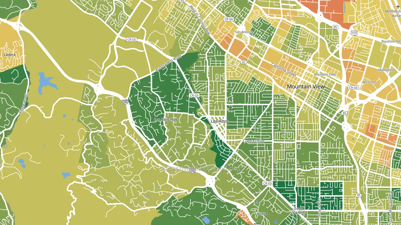 94022, CA block-group voter-turnout map