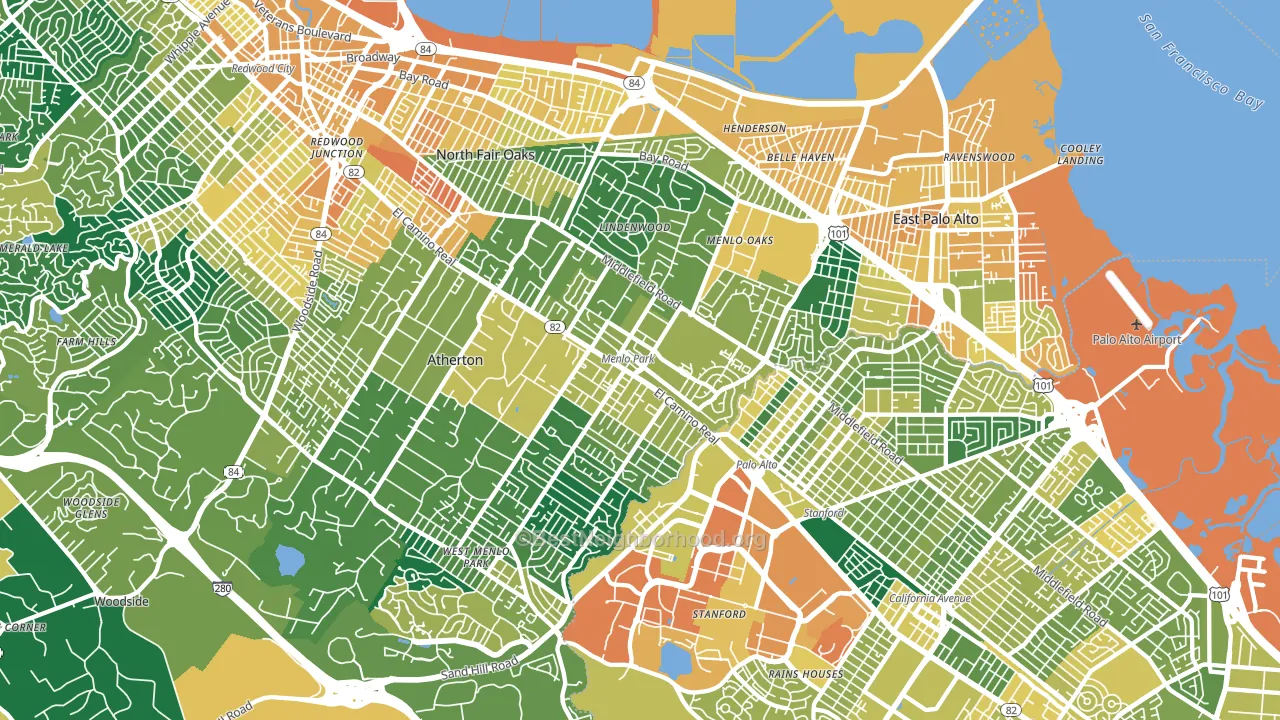 94025, CA block-group voter-turnout map