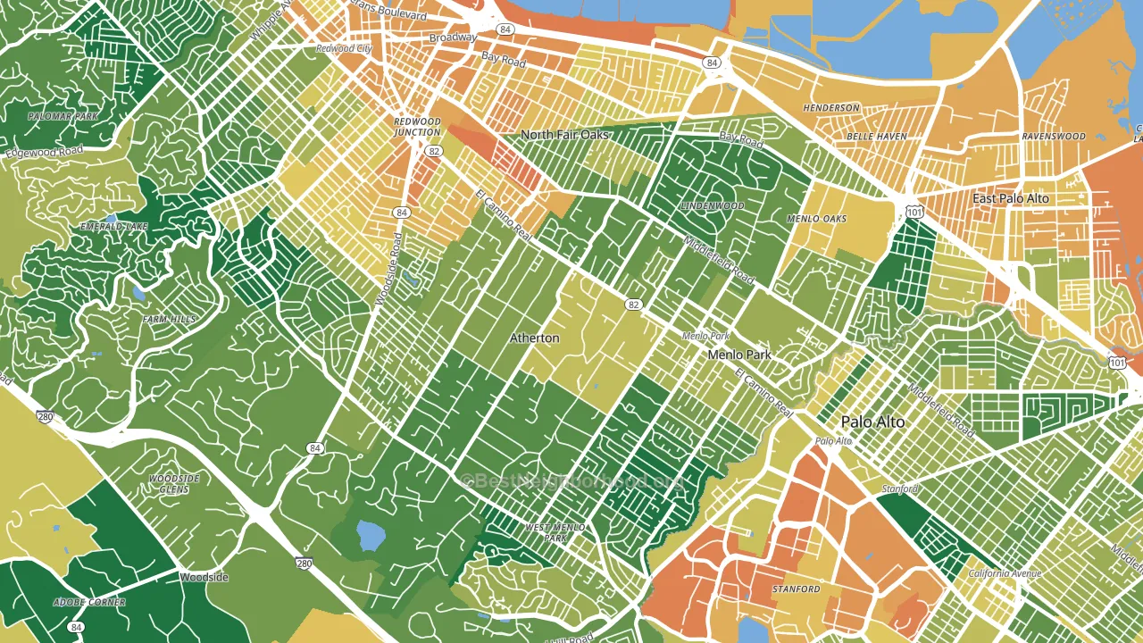 94027, CA block-group voter-turnout map