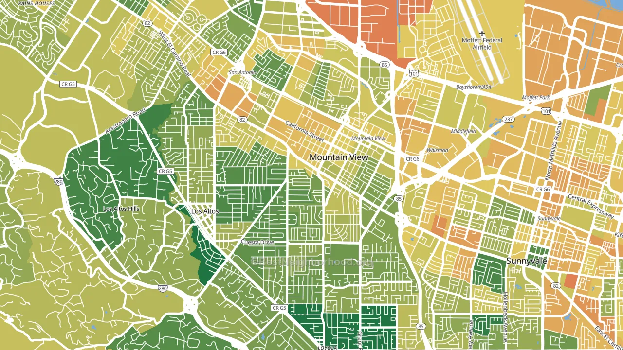 94040, CA block-group voter-turnout map