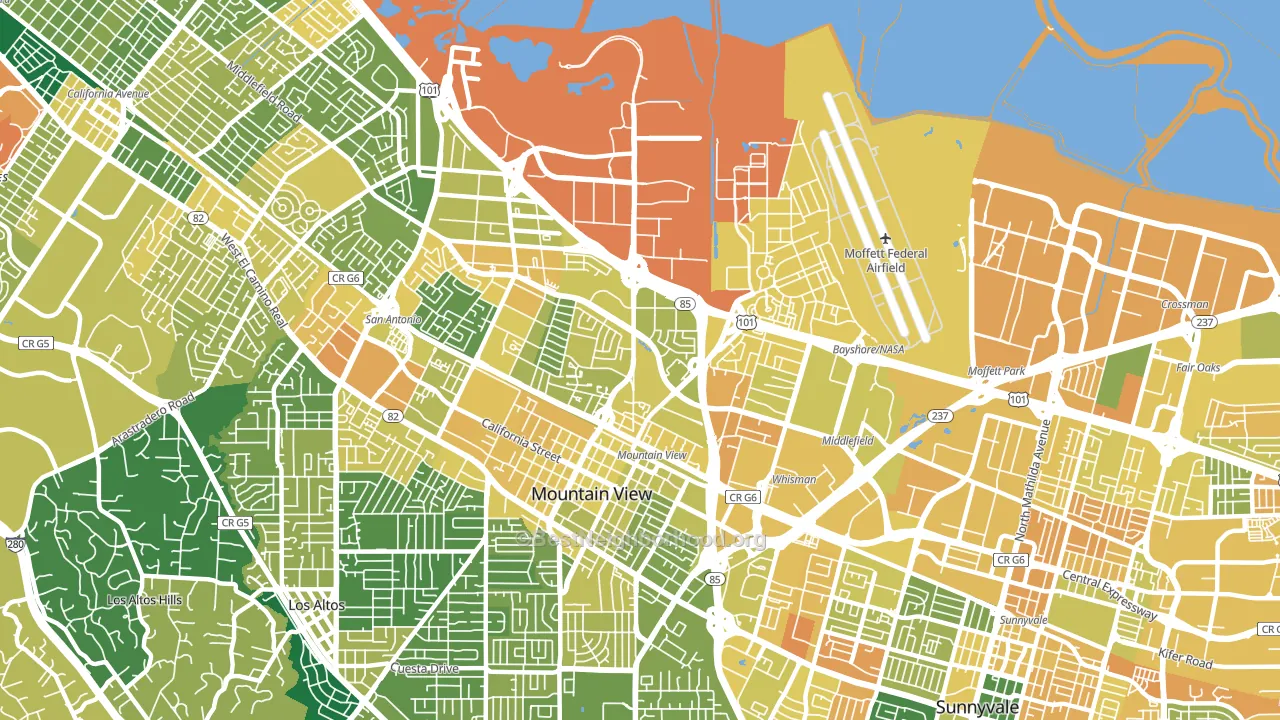94043, CA block-group voter-turnout map