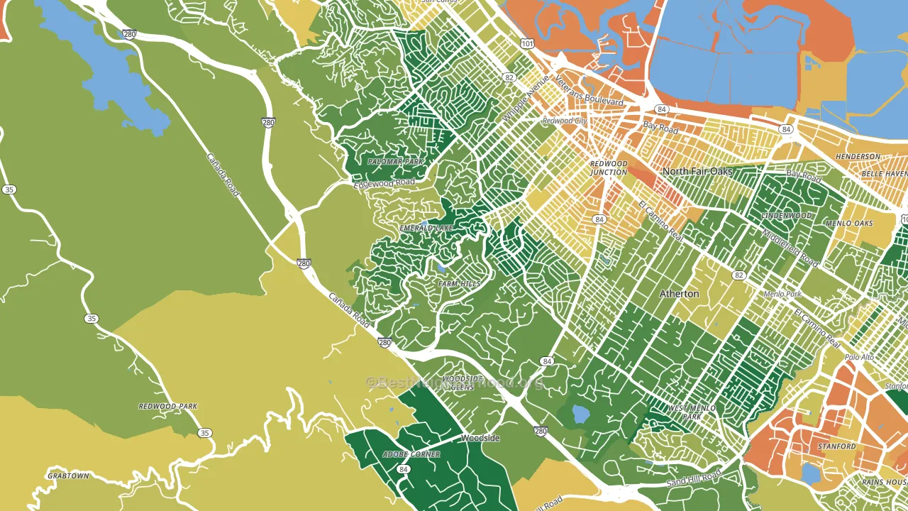 94062, CA block-group voter-turnout map