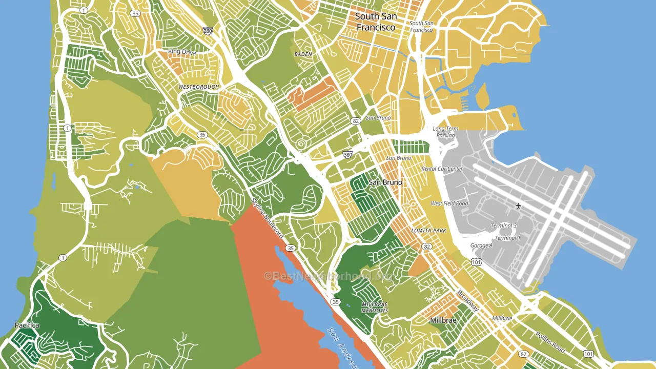94066, CA block-group voter-turnout map