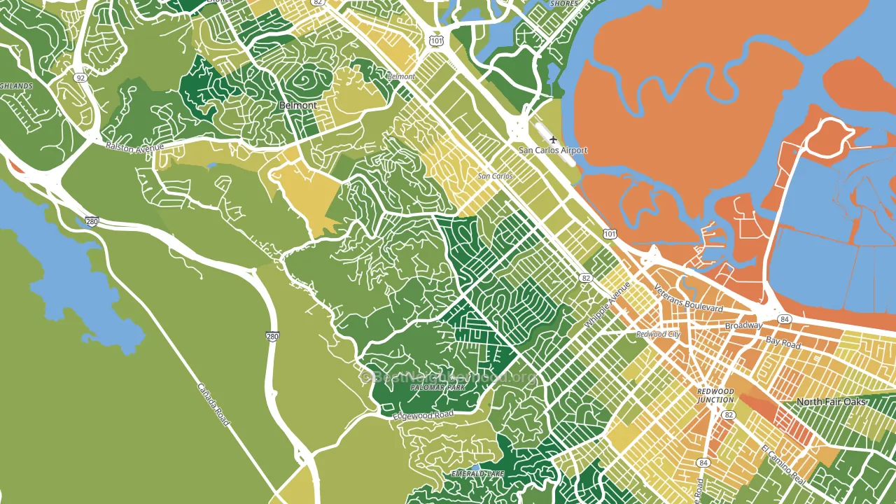 94070, CA block-group voter-turnout map