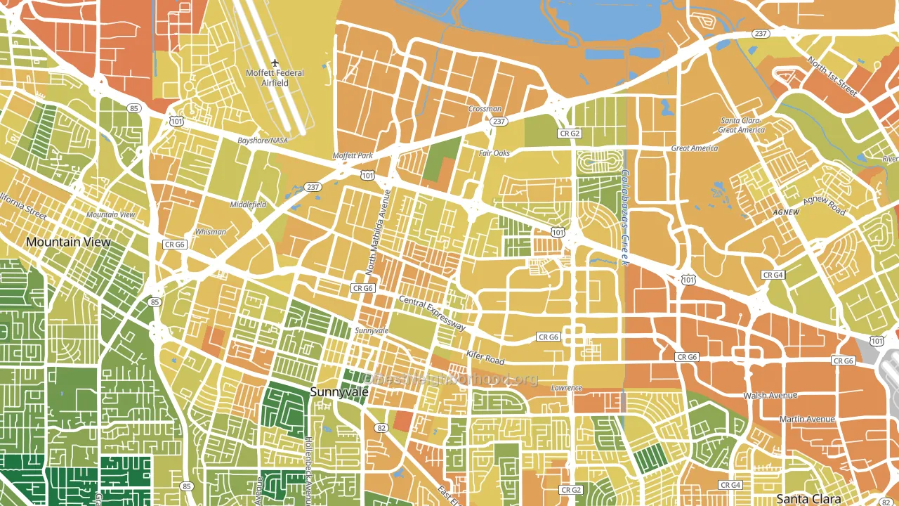 94085, CA block-group voter-turnout map