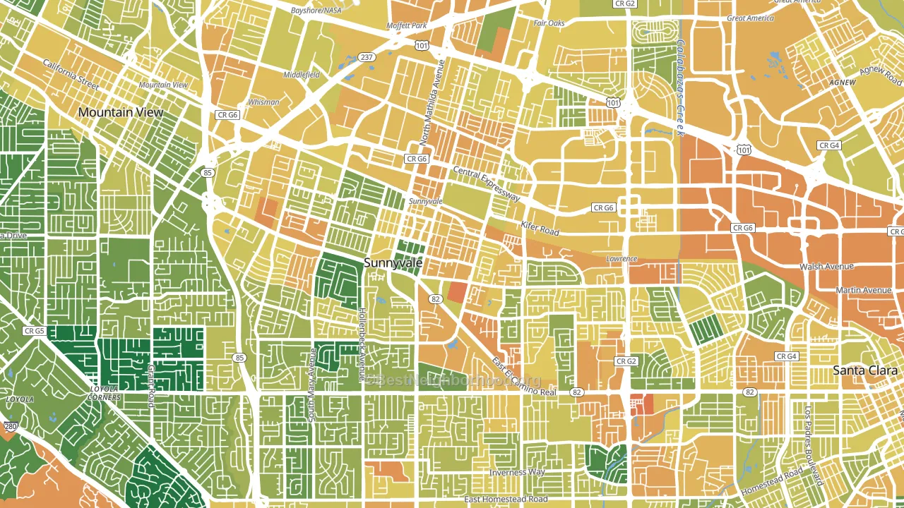 94086, CA block-group voter-turnout map