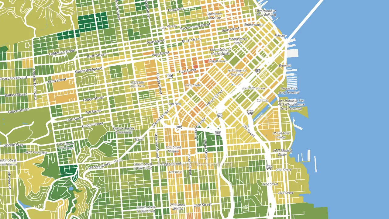 94103, CA block-group voter-turnout map