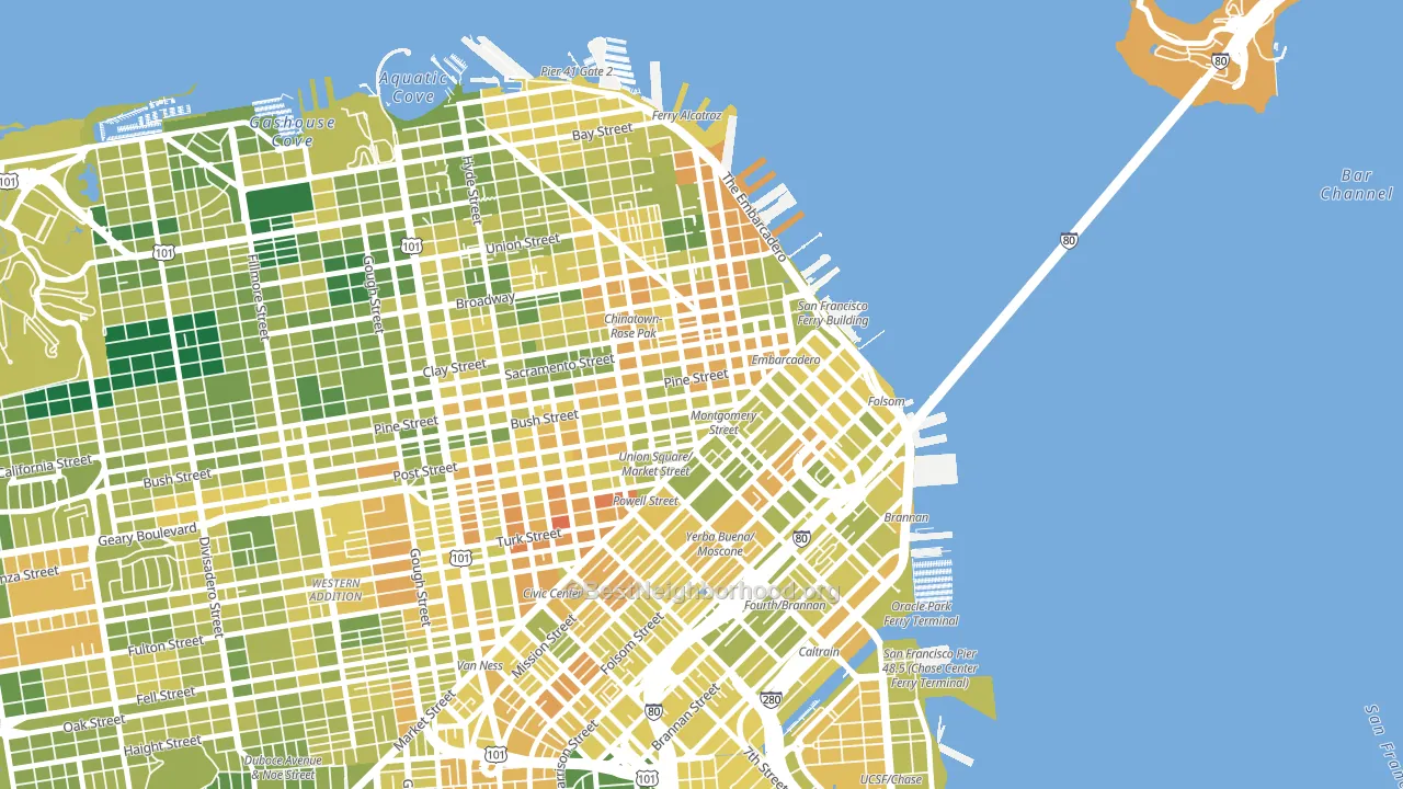 94104, CA block-group voter-turnout map
