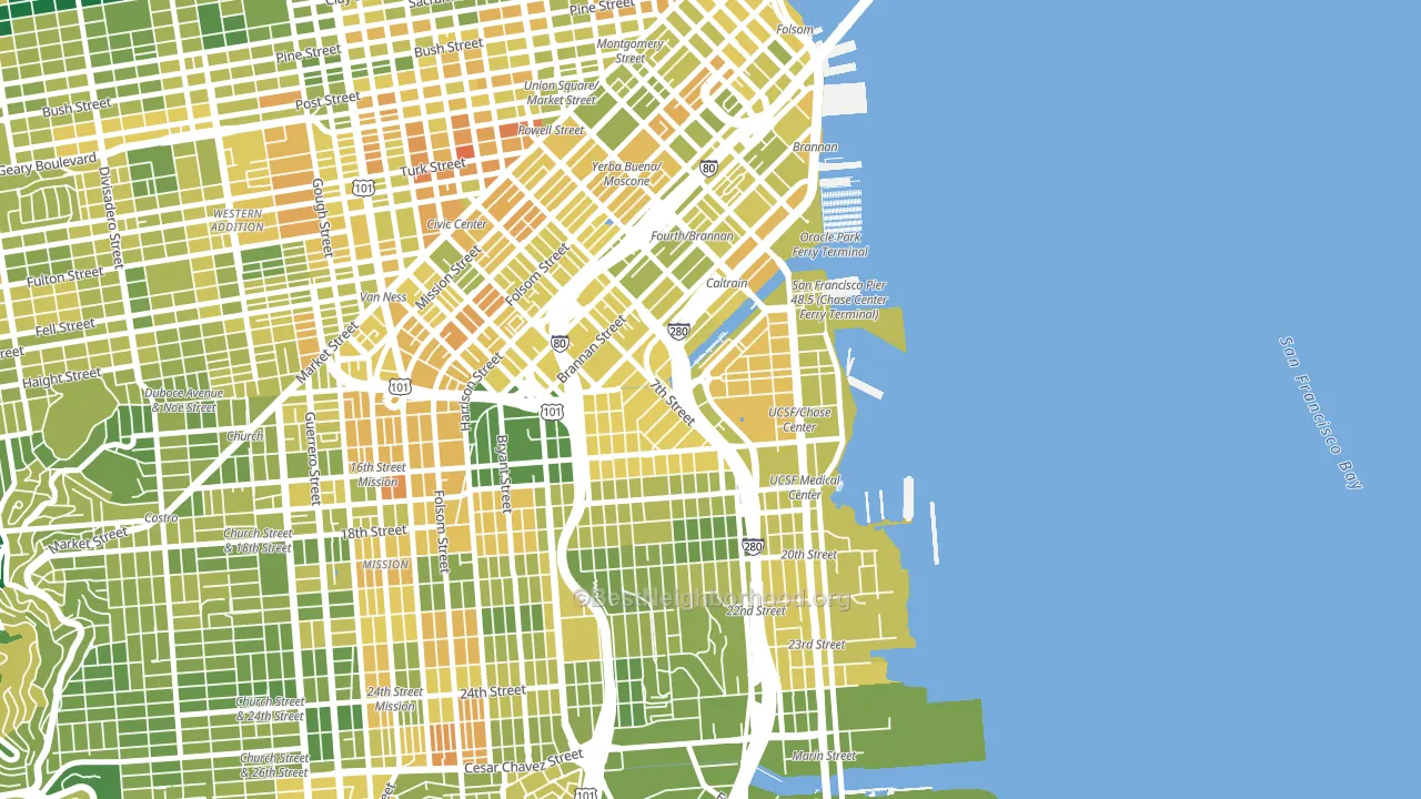 94107, CA block-group voter-turnout map
