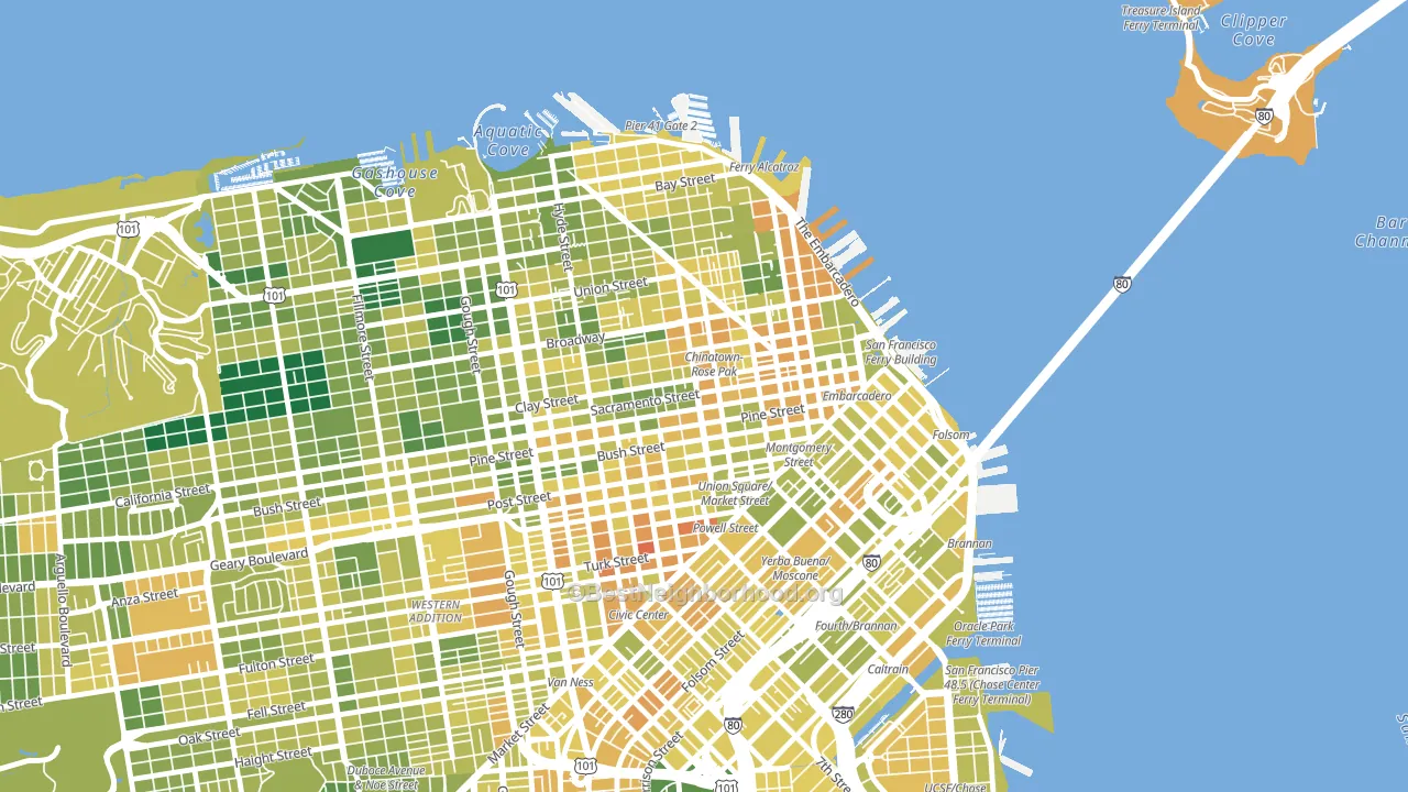 94108, CA block-group voter-turnout map