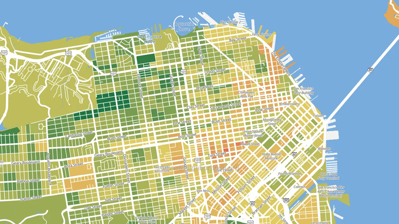 94109, CA block-group voter-turnout map