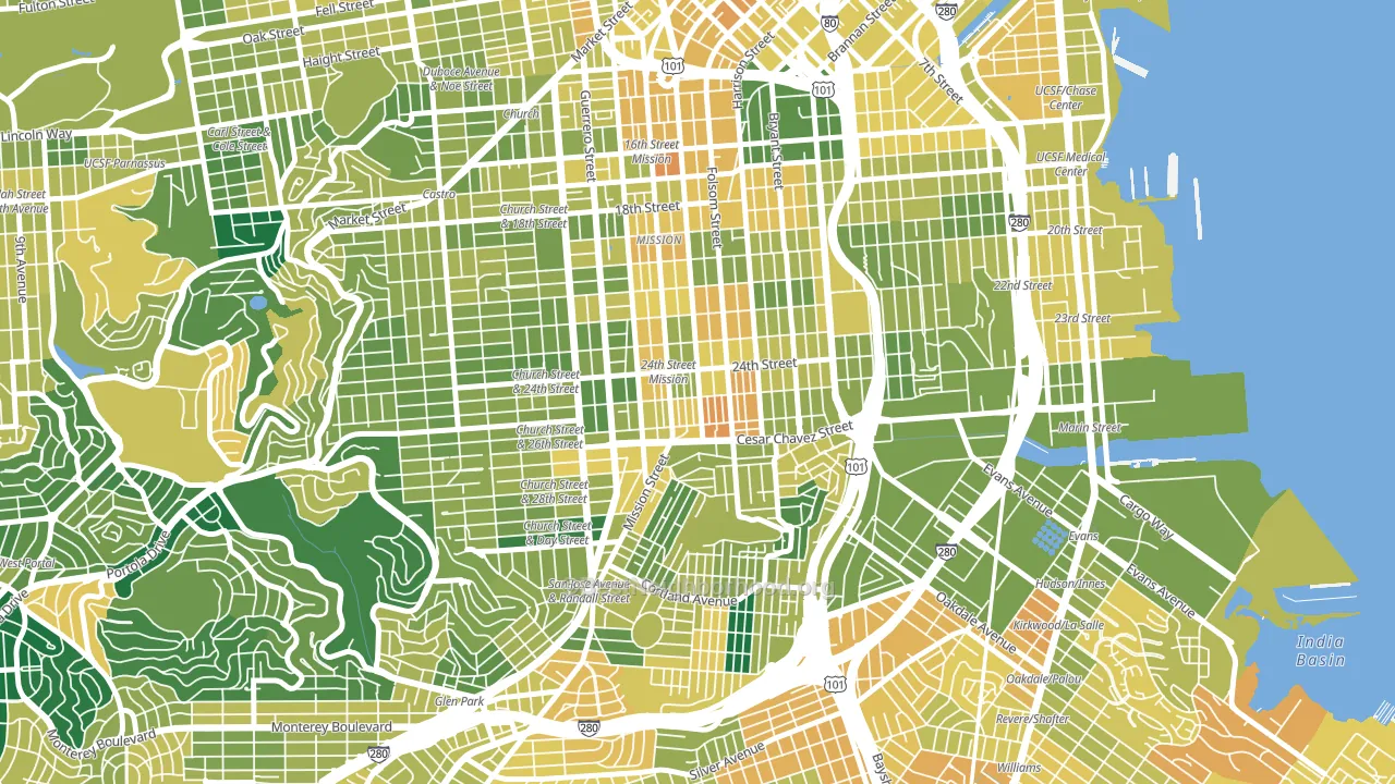 94110, CA block-group voter-turnout map