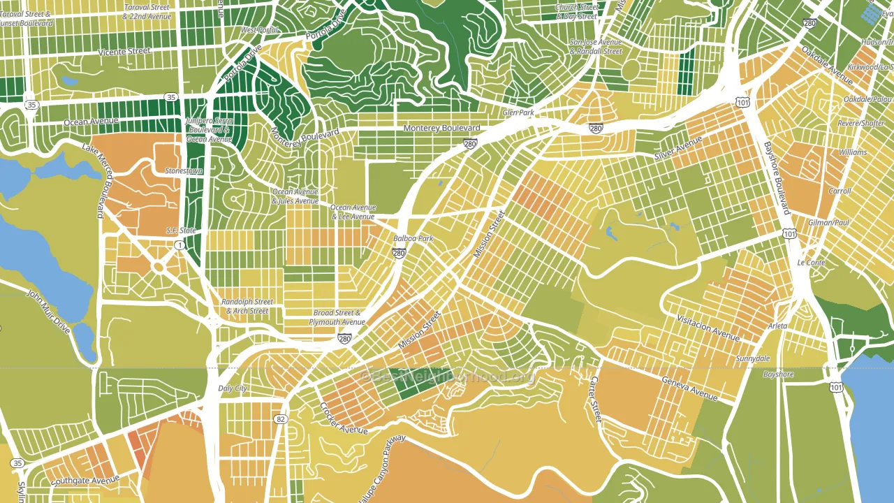 94112, CA block-group voter-turnout map