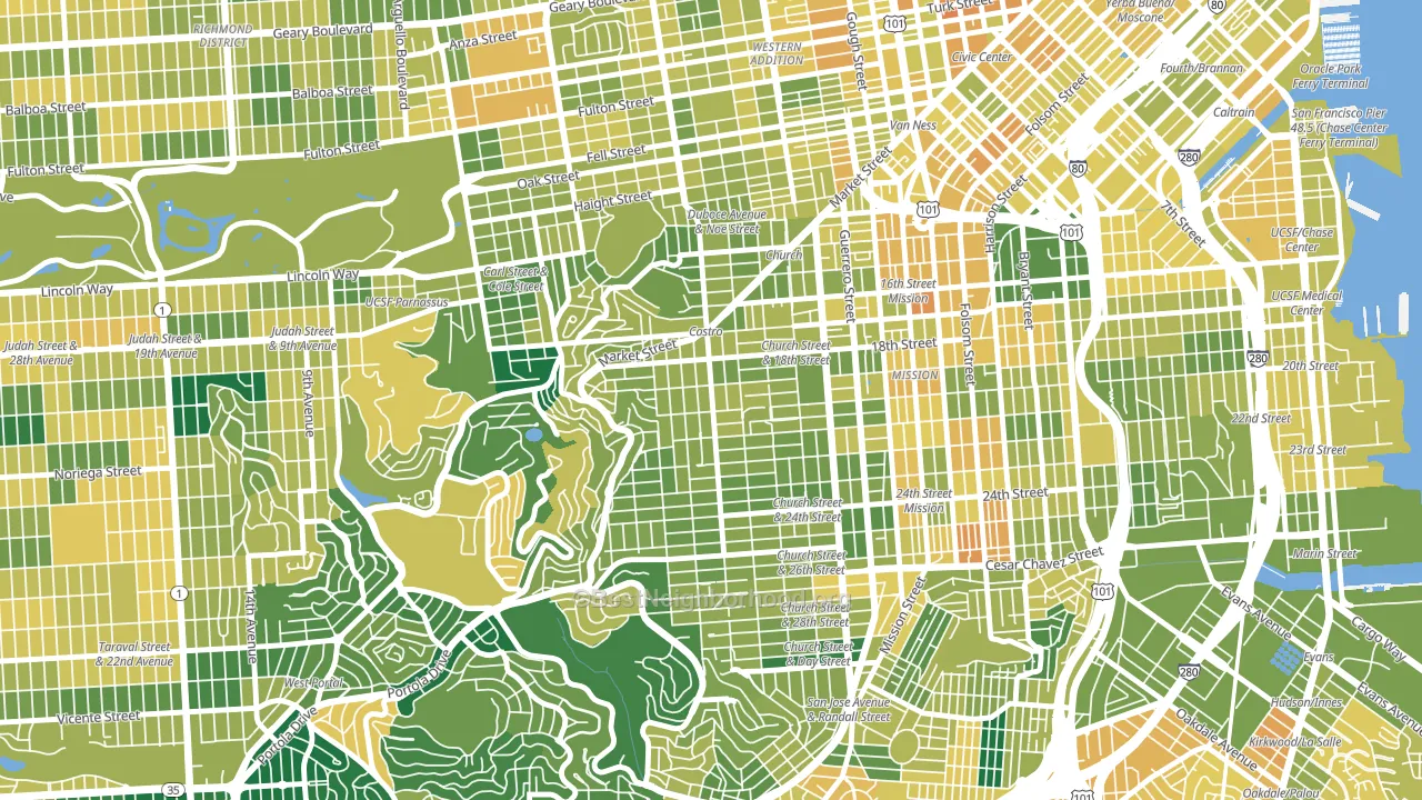 94114, CA block-group voter-turnout map